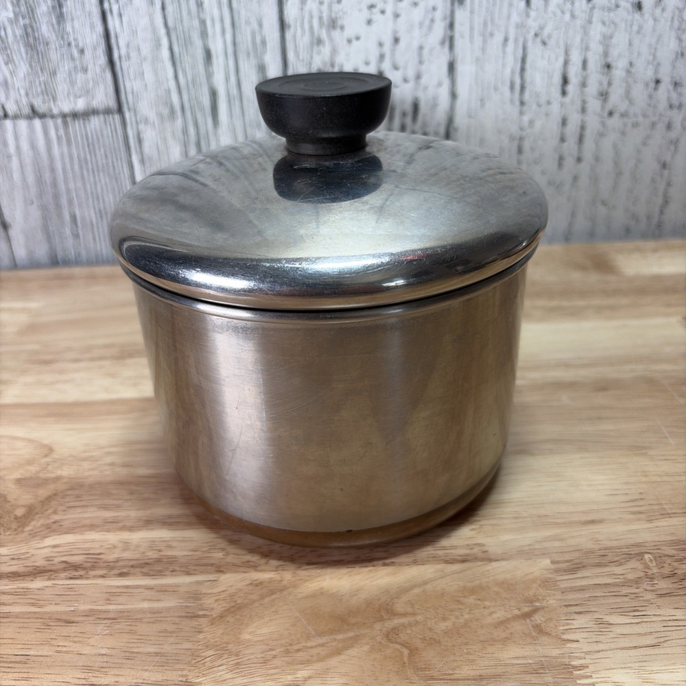 Vintage Revere Ware 1801 Copper Clad Bottom 2 Qt Sauce Pan with Lid Rome NY - Picture 2 of 7